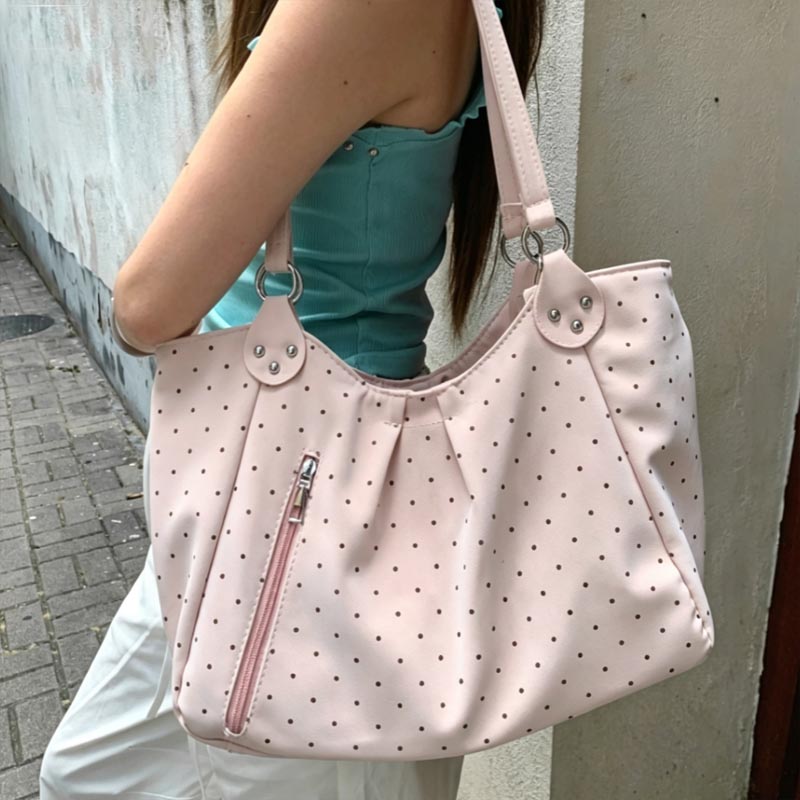 PU Lederen Polka Dot Tote Bag  - Leather Work Duffle Bag recensie en prijs