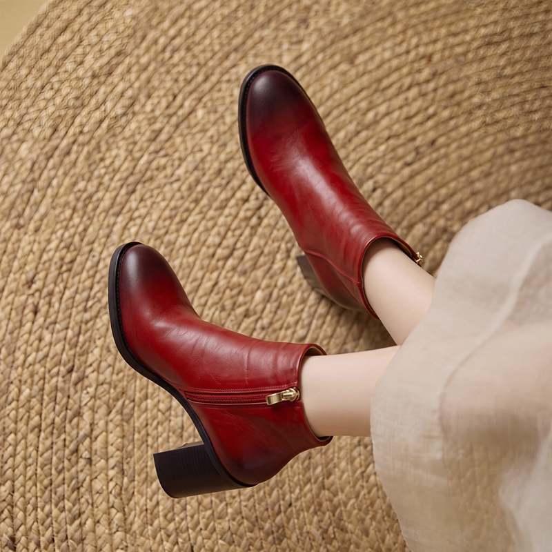 Enkellaarsjes met blokhak, vie - Leather Work Women Shoes recensie en prijs