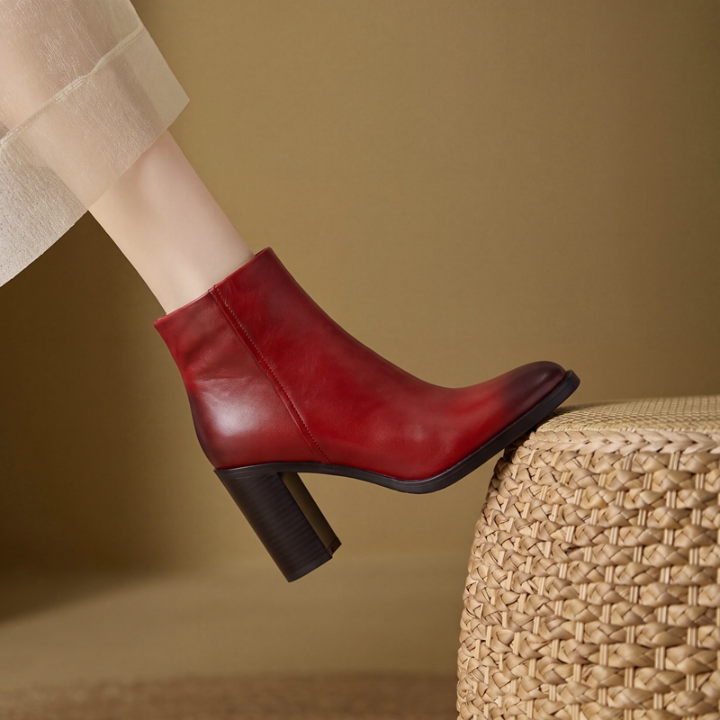 Enkellaarsjes met blokhak, vie - Leather Work Women Shoes recensie en prijs