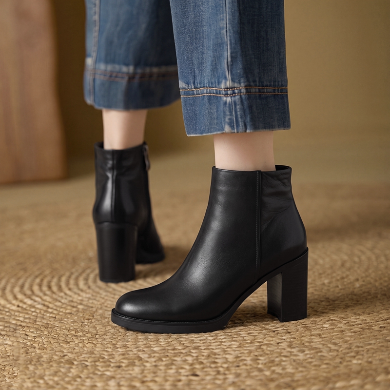Enkellaarsjes met blokhak, vie - Leather Work Women Shoes recensie en prijs