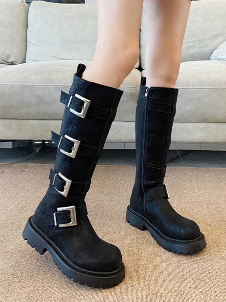 Mode Dames Multi Buckle Knieho - Leather Work Women Shoes recensie en prijs