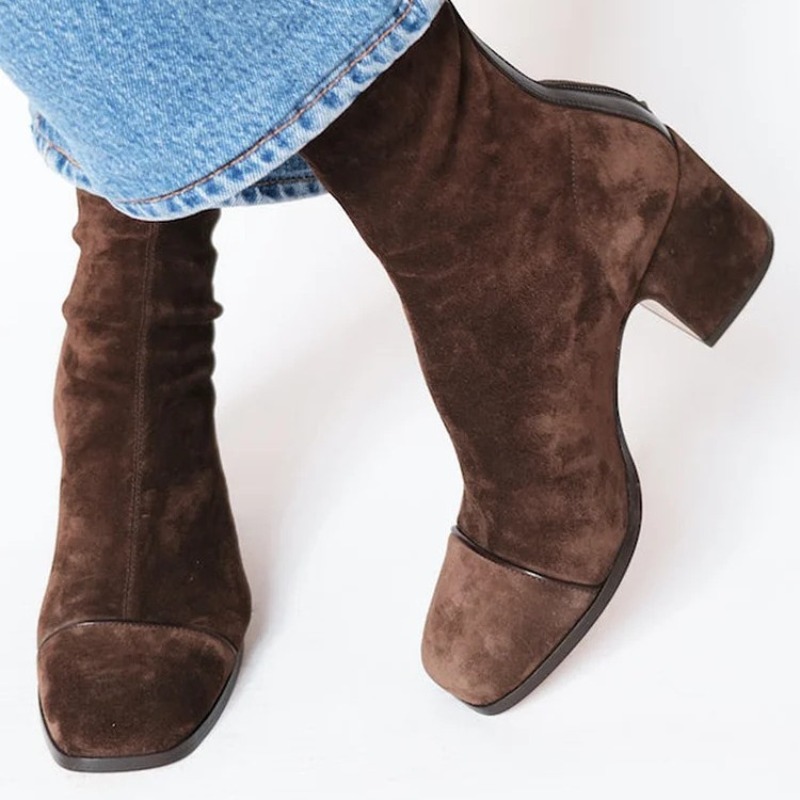 Suède leren dameslaarzen met p - Leather Work Women Shoes recensie en prijs