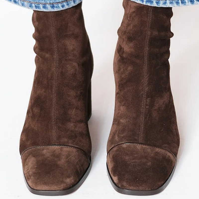 Suède leren dameslaarzen met p - Leather Work Women Shoes recensie en prijs